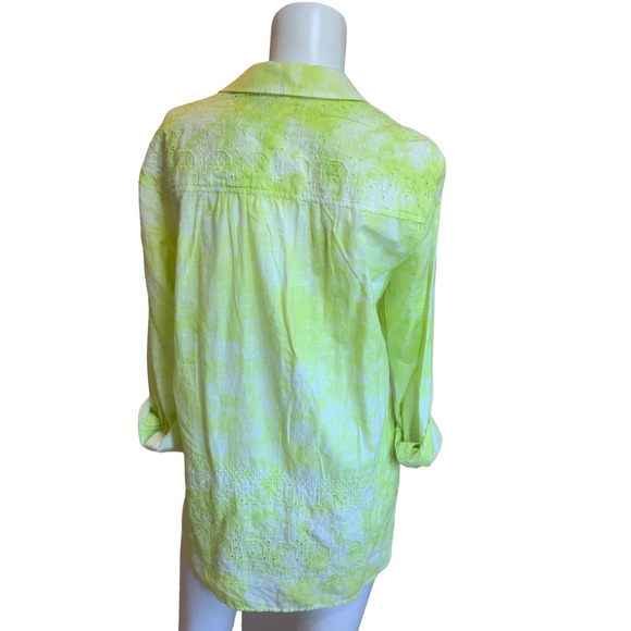 Pilcro Lime Yellow Cotton Button Down Shirt Tunic sz S - Picture 5 of 9
